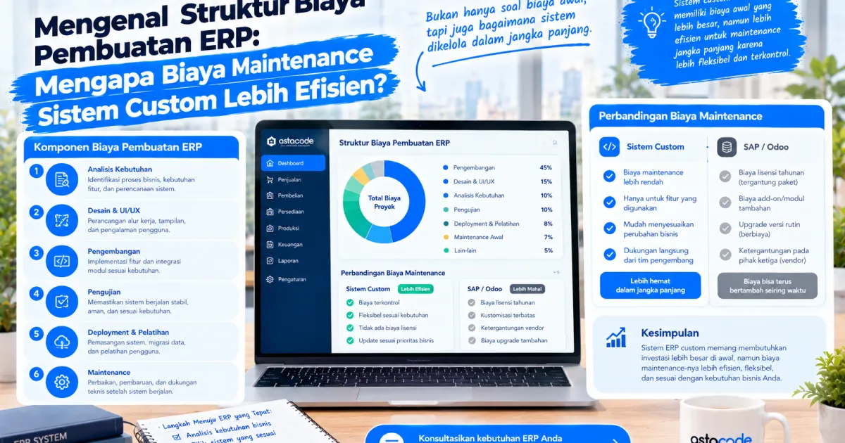 Mengenal Struktur Biaya Pembuatan ERP: Mengapa Biaya Maintenance Sistem Custom Lebih Efisien?