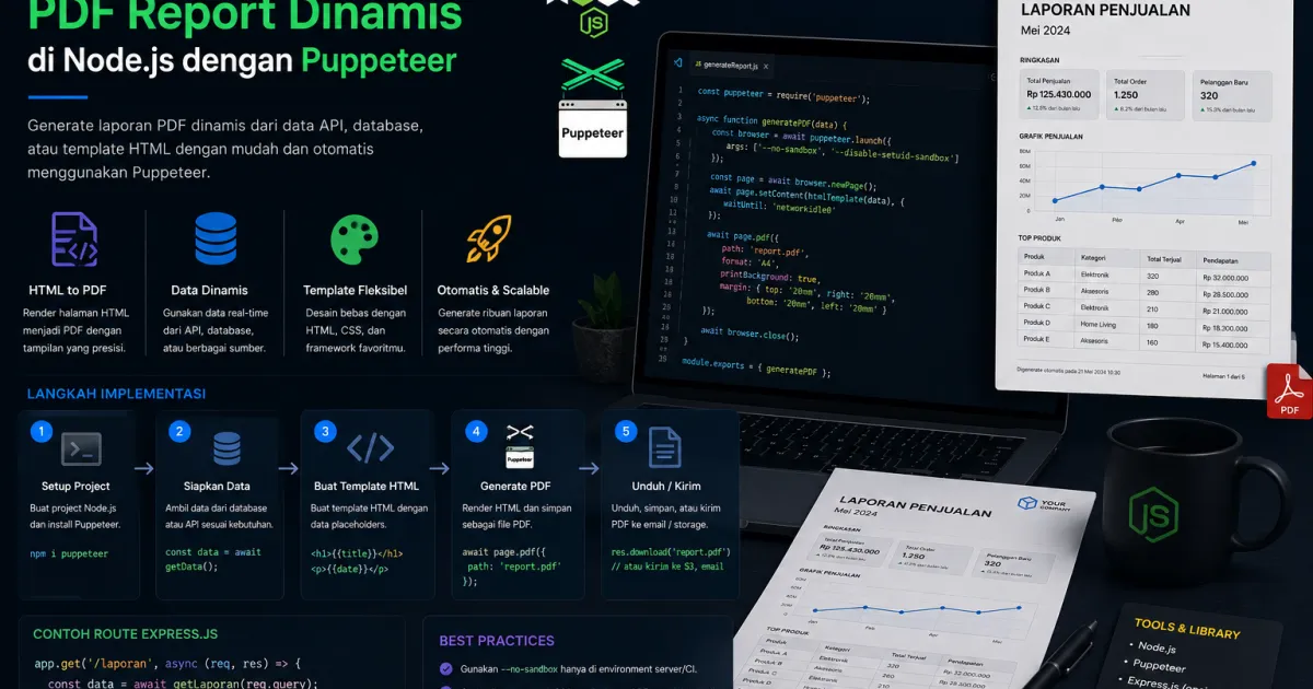 Cara Membuat PDF Report Dinamis di Node.js dengan Puppeteer